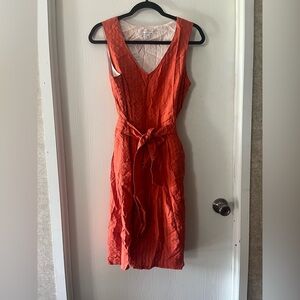 Beansignature Stripped Orange Midi Dress